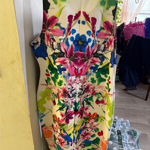 Floral Multicolor Sleeveless Sheath Dress - White/Pink